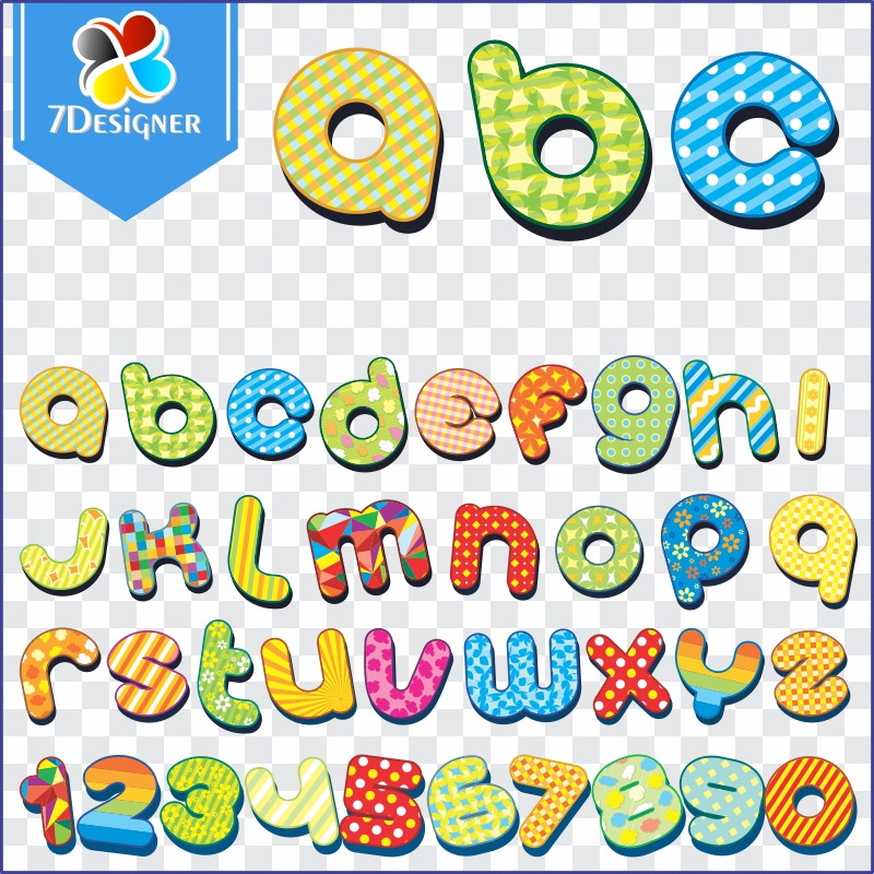 Kit Digital Alfabeto Multicolor (Letras e Numeros).