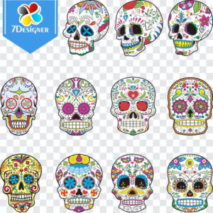Kit Digital Caveiras Mexicanas em Vetor + PNG