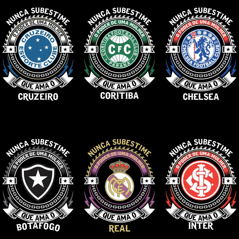 Kit Digital Estampas Femininas Times de Futebol em Vetor CDR para CorelDraw - Imagem 2