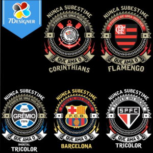 Kit Digital Estampas Femininas Times de Futebol em Vetor