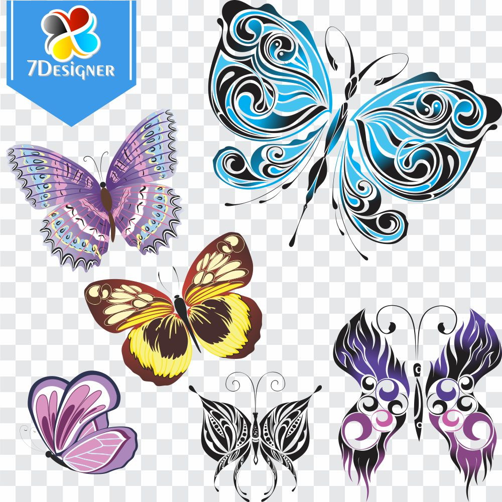 Kit Digital Borboletas com 150 Vetores em Ai e PDF