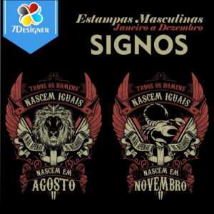 Kit Digital Estampas Masculinas Signos em Vetor CDR